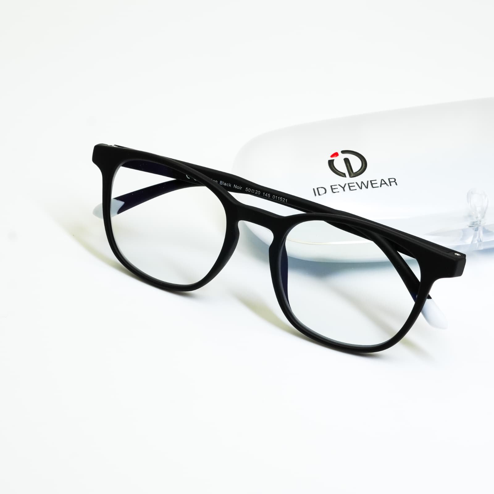 ID Eyewear black computer protection glasses on their case
